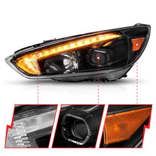 Cargar imagen en el visor de la galería, ANZO 15-18 Ford Focus Projector Headlights - w/ Light Bar Switchback Black Housing