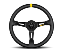 Cargar imagen en el visor de la galería, Momo MOD08 Steering Wheel 350 mm -  Black Leather/Black Spokes/1 Stripe