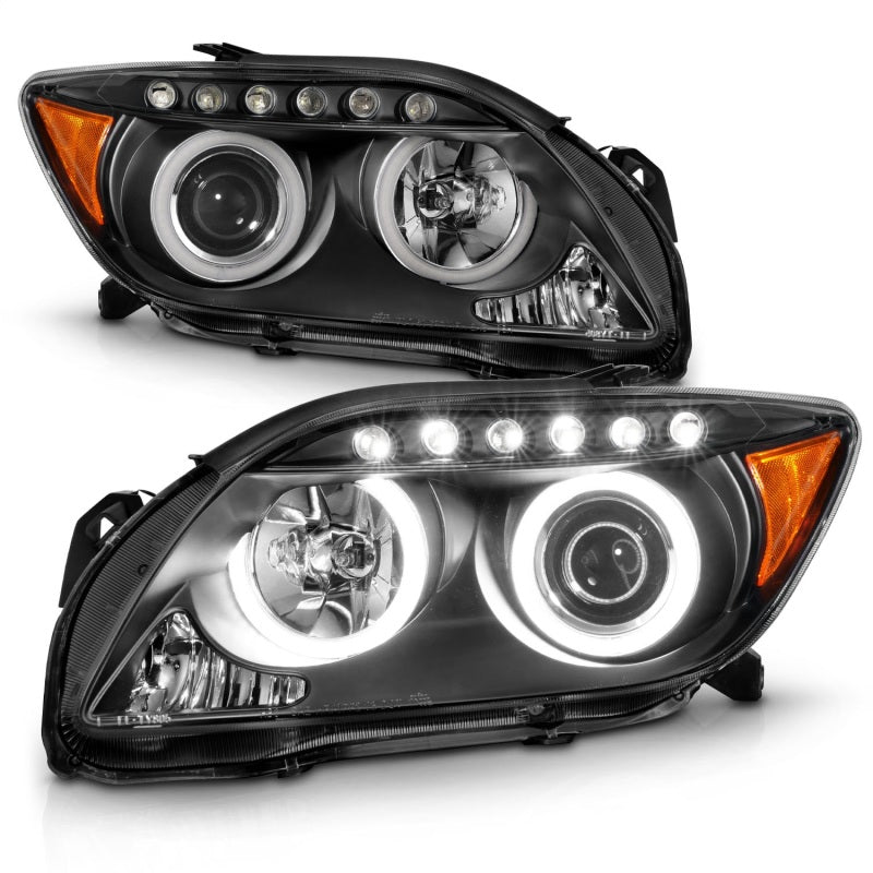 ANZO 2005-2010 Scion Tc Projector Headlights w/ Halo Black (CCFL)