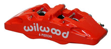 Cargar imagen en el visor de la galería, Wilwood Caliper-Forged Dynapro 6 5.25in Mount-Red-R/H 1.38/1.00/1.00in Pistons .81in Disc