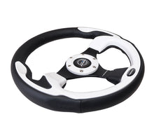 Cargar imagen en el visor de la galería, NRG Reinforced Steering Wheel (320mm) Blk w/White Trim &amp; 4mm 3-Spoke