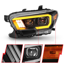 Cargar imagen en el visor de la galería, ANZO 2016-2017 Toyota Tacoma Projector Headlights w/ Plank Style Switchback Black w/ Amber w/ DRL