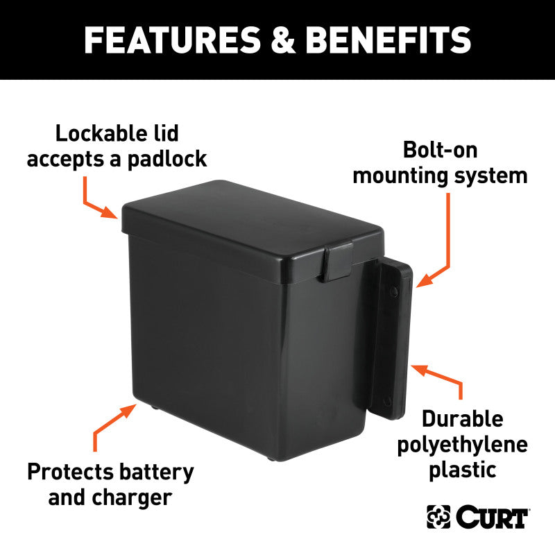 Curt 6in x 5-1/2in x 3-1/4in Breakaway Battery Case w/Lockable Tab