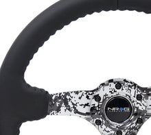 Cargar imagen en el visor de la galería, NRG Reinforced Steering Wheel (350mm / 3in. Deep) Blk Leather w/Hydrodipped Digi-Camo Spokes