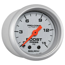 Cargar imagen en el visor de la galería, Autometer Ultra-Lite 52mm 0-15 PSI Mechanical Boost Gauge