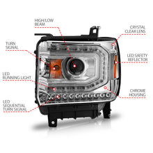 Cargar imagen en el visor de la galería, ANZO 2014-2015 GMC Sierra 1500 Projector Headlights w/ Light Bar Chrome Housing (Halogen Type)