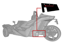 Cargar imagen en el visor de la galería, Rally Armor 15-24 Polaris Slingshot Rear Swingarm Black UR Mud Flap w/Red Logo (MOQ 200 PCS)