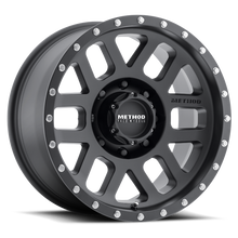 Cargar imagen en el visor de la galería, Method MR306 Mesh 18x9 -12mm Offset 8x6.5 130.81mm CB Matte Black Wheel