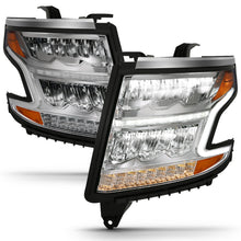 Cargar imagen en el visor de la galería, ANZO 15-20 Chevy Tahoe/Suburban LED Light Bar Style Headlights w/Sequential Chrome w/Amber