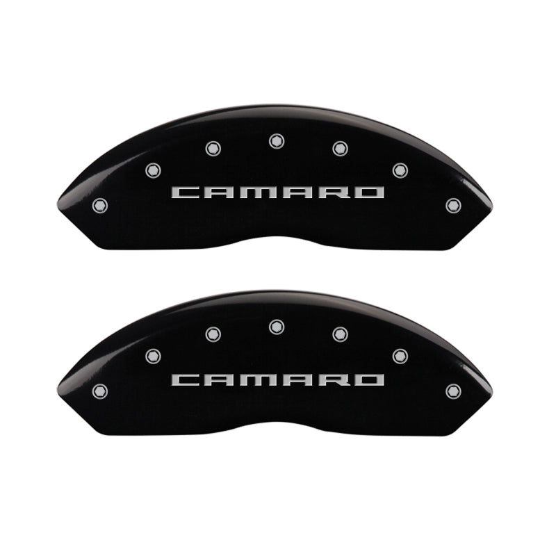 MGP 4 Caliper Covers Engraved Front & Rear Gen 5/Camaro Black finish silver ch