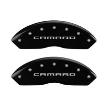 Cargar imagen en el visor de la galería, MGP 4 Caliper Covers Engraved Front &amp; Rear Gen 5/Camaro Black finish silver ch