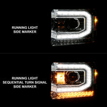 Cargar imagen en el visor de la galería, ANZO 2014-2015 GMC Sierra 1500 Projector Headlights w/ Light Bar Chrome Housing (Halogen Type)