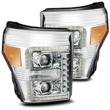 Cargar imagen en el visor de la galería, AlphaRex 11-16 Ford F-250 SD PRO-Series Projector Headlights Plank Style Design Chrome w/Seq Signal