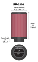 Cargar imagen en el visor de la galería, K&amp;N Filter Universal Rubber Filter 5in Flange ID / 6.5in OD / 10in Height