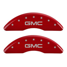 Cargar imagen en el visor de la galería, MGP 4 Caliper Covers Engraved Front &amp; Rear GMC Red finish silver ch