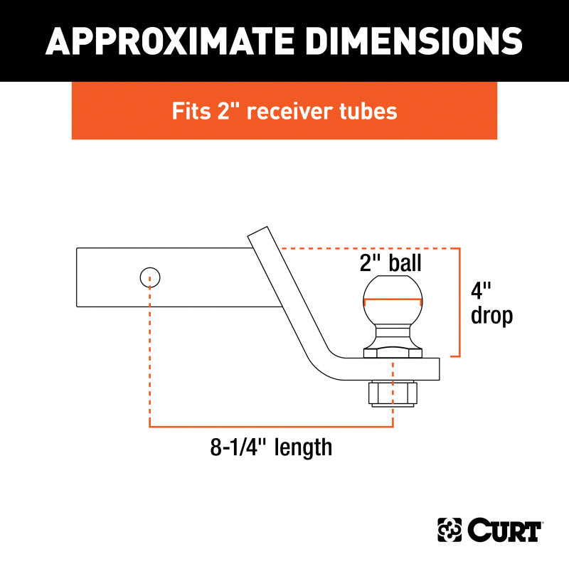 Curt Loaded Ball Mount w/2in Ball (2in Shank 7500lbs 4in Drop)