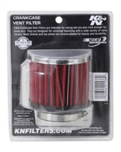 Cargar imagen en el visor de la galería, K&amp;N 1.75in Flange ID x 3in OD x 2.5in H Chrome Finish Rubber Base Crankcase Vent Filter