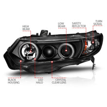 Cargar imagen en el visor de la galería, ANZO 2006-2011 Honda Civic Projector Headlights w/ Halo Black (CCFL)