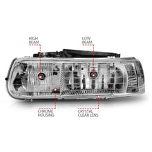 Cargar imagen en el visor de la galería, ANZO 1999-2002 Chevrolet Silverado 1500 Crystal Headlights Chrome