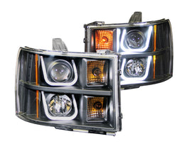 ANZO 2007-2013 Gmc Sierra 1500 Projector Headlights w/ U-Bar Black