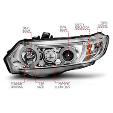 Load image into Gallery viewer, ANZO 2006-2011 Honda Civic Projector Headlights w/ Halo Chrome (CCFL)