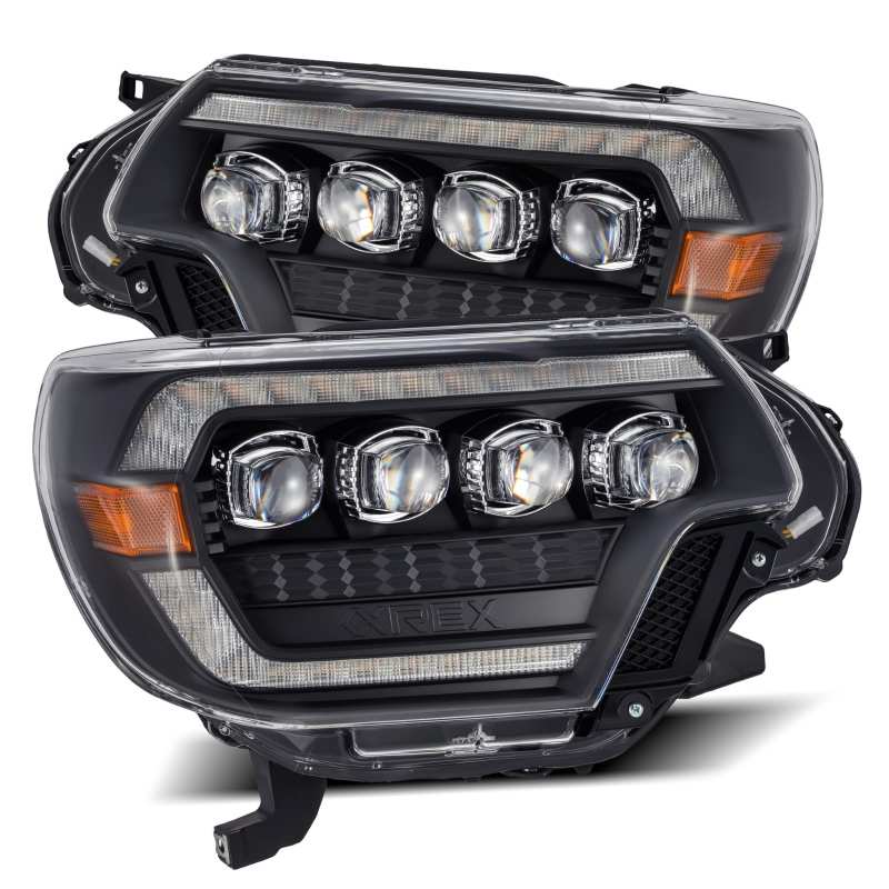 AlphaRex 12-15 Toyota Tacoma NOVA LED Proj Headlights Plank Style Black w/Activ Light/Seq Signal/DRL