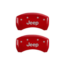 Cargar imagen en el visor de la galería, MGP 4 Caliper Covers Engraved Front &amp; Rear JEEP Red finish silver ch