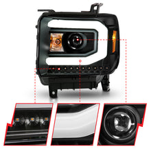 Cargar imagen en el visor de la galería, ANZO 2014-2015 GMC Sierra 1500 Projector Headlights w/ Light Bar Black Housing (Halogen Type)