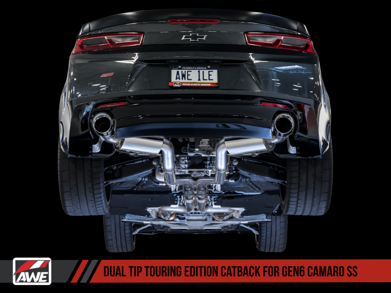 AWE Tuning 16-18 Chevy Camaro SS Resonated Cat-Back Exhaust - Touring Edition (Chrome Silver Tips)