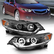 Cargar imagen en el visor de la galería, ANZO 2009-2012 Acura Tsx Projector Headlights w/ Halo Black (CCFL) (HID Compatible)