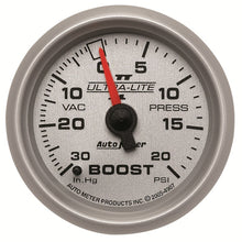 Cargar imagen en el visor de la galería, Autometer Ultra-Lite II 52mm 30 in Hg/20 psi Mechanical Boost/Vacuum Gauge