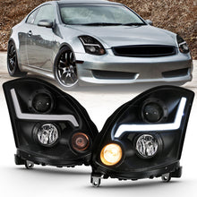 Cargar imagen en el visor de la galería, ANZO 2003-2007 Infiniti G35 Projector Headlight Plank Style Chrome (HID Compatible, No HID Kit )