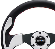 Cargar imagen en el visor de la galería, NRG Reinforced Steering Wheel (320mm) Blk w/White Trim &amp; 4mm 3-Spoke