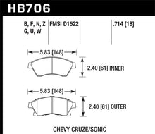 Cargar imagen en el visor de la galería, Hawk 11-12 Chevy Cruze Eco/LS/1LT/2LT/LTZ / 12 Sonic LS/LT/LTZ HPS Front Street Brake Pads