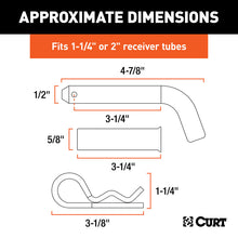 Load image into Gallery viewer, Curt 1/2in Hitch Pin w/5/8in Adapter (1-1/4in or 2in Receiver Zinc Packaged)