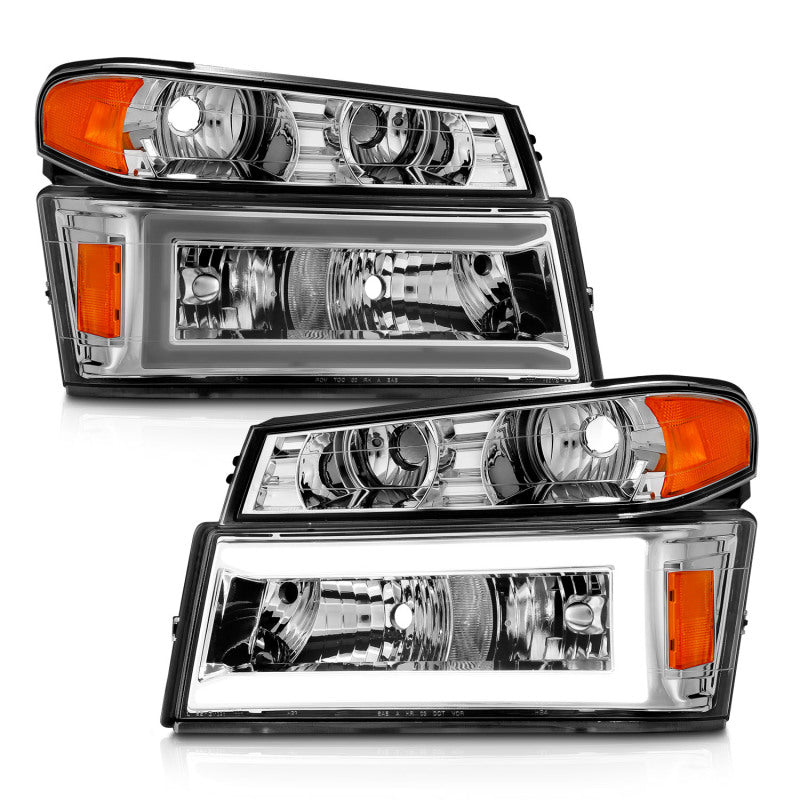 ANZO 04-12 GM Colorado/Canyon/I-Series Crystal Headlights - w/ Light Bar Chrome Housing 4pcs