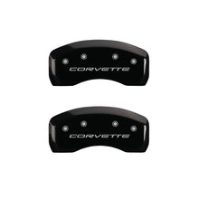 Load image into Gallery viewer, MGP 4 Caliper Covers Engraved Front &amp; Rear C5/Corvette Black finish silver ch