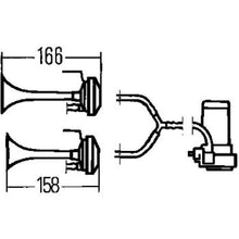 Cargar imagen en el visor de la galería, Hella Twin Trumpet Horn Kit 12V 240W 795-800Hz 118dB