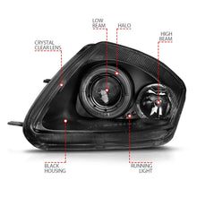 Cargar imagen en el visor de la galería, ANZO 2000-2005 Mitsubishi Eclipse Projector Headlights w/ Halo Black