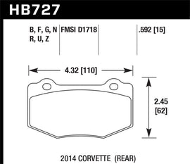 Hawk DTC-80 2015 Chevy Corvette Z06 Rear Race Brake Pads