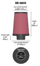 Cargar imagen en el visor de la galería, K&amp;N Universal Rubber Filter 4inch FLG / 6inch OD-B / 4-5/8inch OD-T / 9inch H