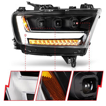 Load image into Gallery viewer, ANZO 2019-2020 Dodge Ram 1500  LED Projector Headlights Plank Style w/ Sequential Black (Passenger)