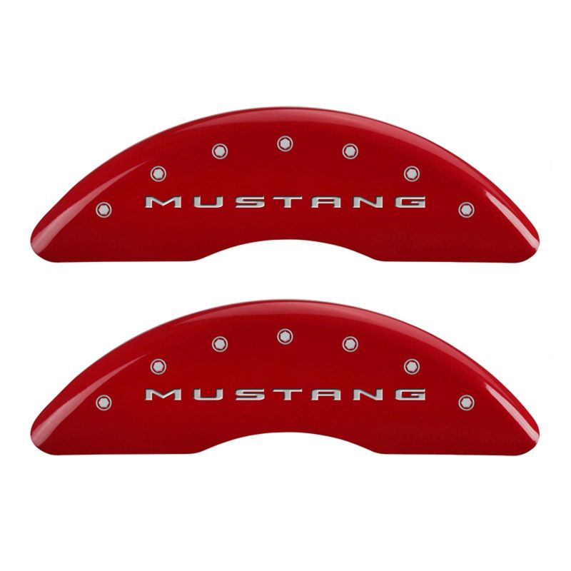 MGP 4 Caliper Covers Engraved Front 2015/Mustang Engraved Rear 2015/Bar & Pony Red/Silve 19in. Min