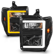 Cargar imagen en el visor de la galería, ANZO 08-10 Ford F-250 - F-550 Super Duty Projector Headlights w/ Light Bar Switchback Black Housing