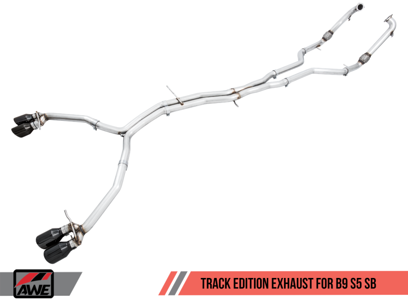 AWE Tuning Audi B9 S5 Sportback Track Edition Exhaust - Non-Resonated (Black 90mm Tips)