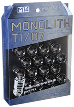 Cargar imagen en el visor de la galería, Project Kics 14 x 1.5 Glorious Black T1/07 Monolith Lug Nuts - 20 Pcs