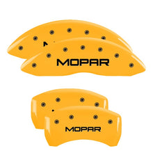 Cargar imagen en el visor de la galería, MGP 4 Caliper Covers Engraved Front &amp; Rear MOPAR Yellow finish black ch