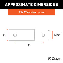 Cargar imagen en el visor de la galería, Curt Receiver Tube Adapter (2in to 1-1/4in Shank 3500lbs GTW 4in Length)