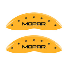 Cargar imagen en el visor de la galería, MGP 4 Caliper Covers Engraved Front &amp; Rear MOPAR Yellow finish black ch