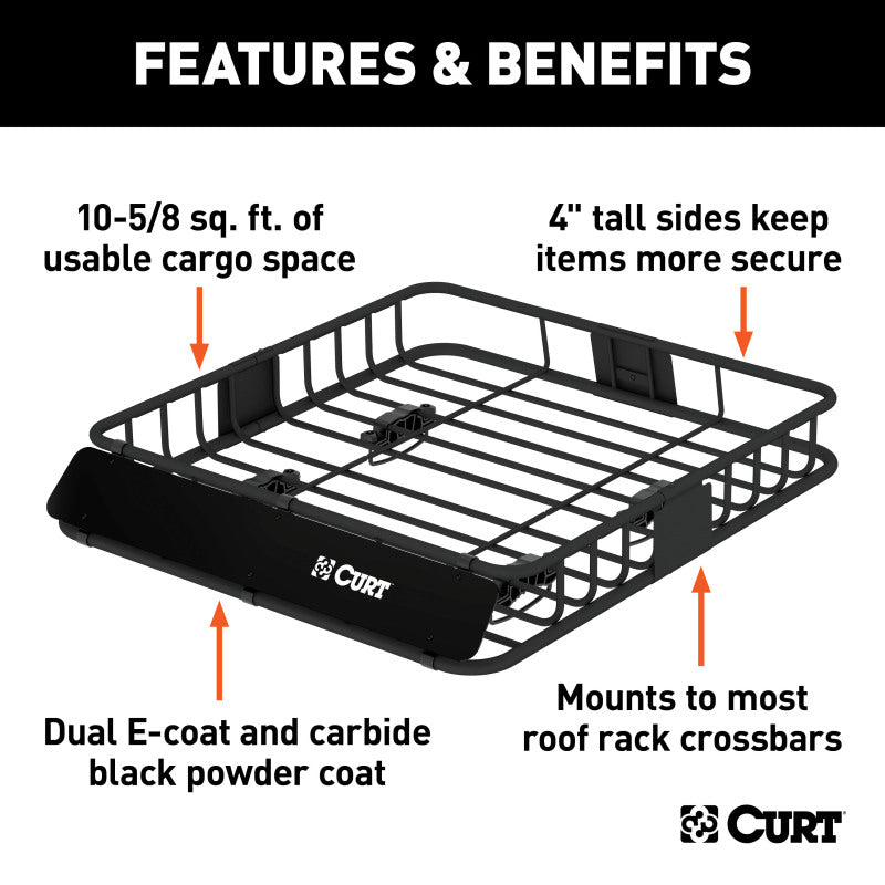 Curt 41-1/2in x 37in Roof Rack Cargo Carrier